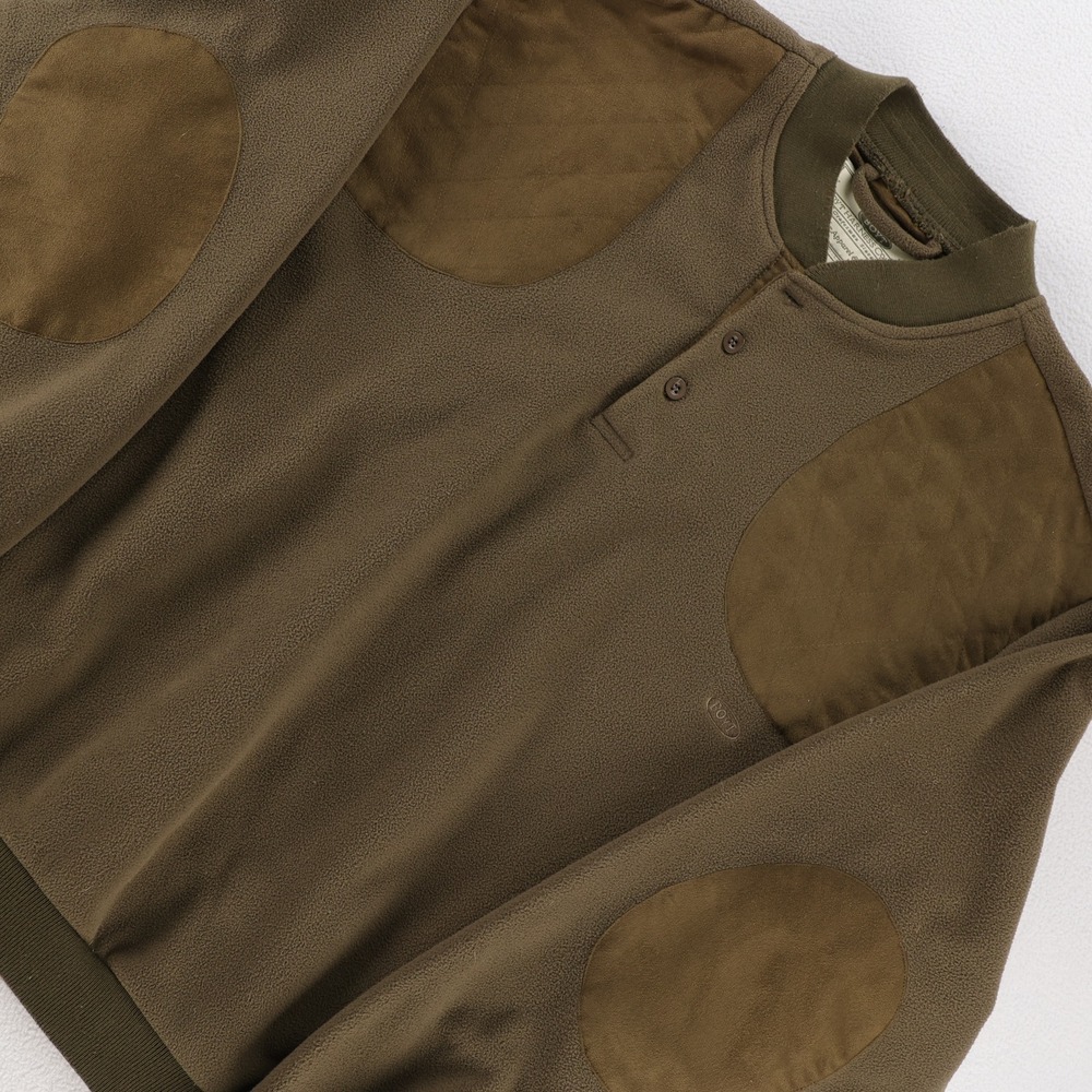 Boyt‎ Harness Co Mens Fleece Shooting Sweater Olive Green Quilted Patches Large